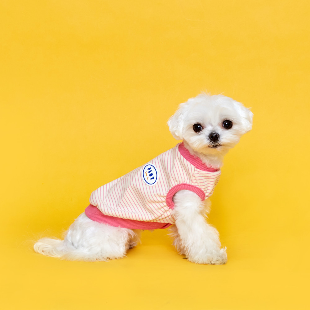 플로트 릴렉스보더 민소매티셔츠 핑크 강아지옷