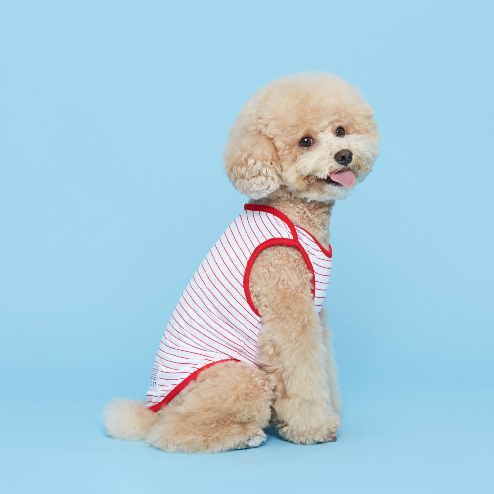 플로트 강아지옷 민소매 티셔츠 레드스트라이프