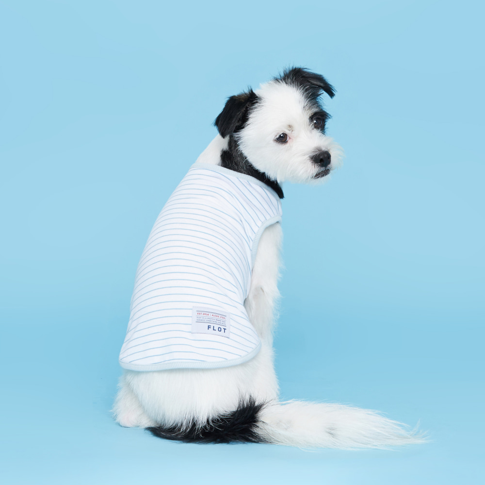 플로트 강아지옷 민소매 티셔츠 스카이스트라이프
